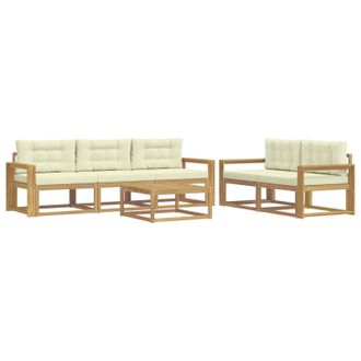 vidaXL Conjunto De Sof&aacute;s De Exterior Con Coj&iacute;n 6 Pcs Blanco Y Crema Vidaxl