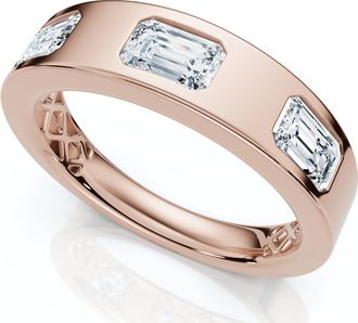 Pompeii3 1 1/2Ct Flush Set Emerald Cut Diamond Ring Stackable Band 14k Gold Lab Grown