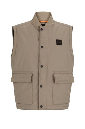 Boss Orange by Hugo Boss Kurzweste BOSS ORANGE Ocomo, Herren, Gr. 48, braun (open braun246), Web, Obermaterial: 100% Polyacryl, unifarben, regular fit, Westen Kurzweste, mit M