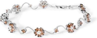 House of Brilliance 10K White Gold 4.0 Cttw Champagne Diamond Floral Cluster and Station Link Bracelet at Nordstrom
