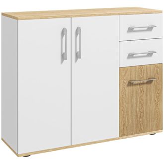 HOMCOM Aparador de sal&oacute;n 90x30x75.5 cm blanco