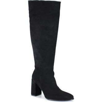 Diba TEXT BACK Suede Stove Pipe Tall Boot in Black at Nordstrom, Size 9.5