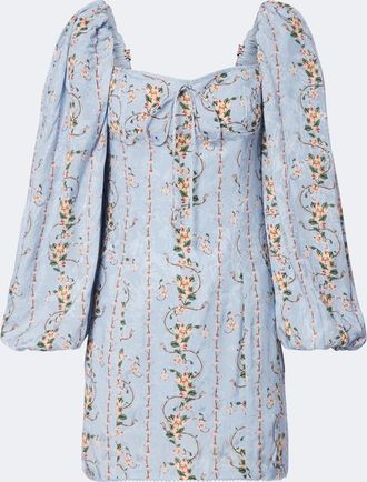 Agua Bendita Lorena floral puff-sleeve minidress