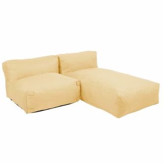 Oviala Mueble de jard&iacute;n modular de 2 plazas con chaise longue amarillo claro