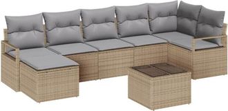 vidaXL Vidaxl - Conjunto De Sof&aacute; De Jard&iacute;n Con Coj&iacute;n 8 Pcs Beige, Gris Claro