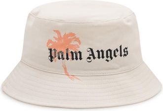 Palm Angels White Logo Bucket Hat