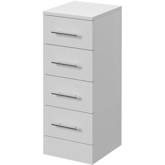 Alexander James Alexander James Gloss White 300mm x 330mm 4 Drawer Storage Unit - 300mm - Chrome 96mm Knurled Bar Handle