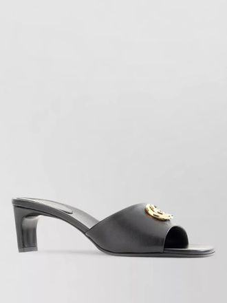Gucci nappa leather mules gold detail mid heel