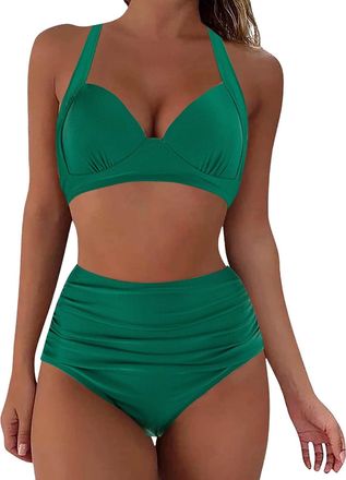 Generic Bikini Sets for Women UK High Waisted Sale, Push up Twist Front Beach Wear Tummy Control Two Piece Womens Bikini Tops with Bottom Quick Dry Ladies Bik