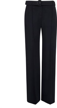 Ermanno Scervino High-Waisted Black Crepe Wide-Leg Trousers with Belt and Pleats