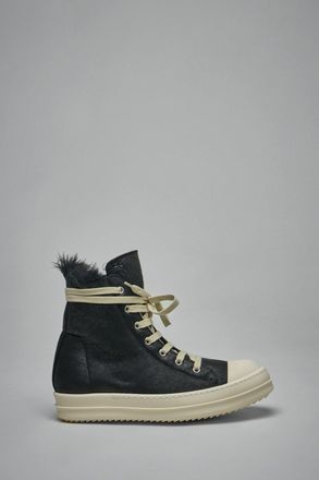 Rick Owens High Top Zebra Shearling Ramones Sneakers