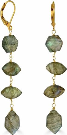 Rachel Reinhardt Jewelry Womens Labradorite Linear Drop Earrings In Green