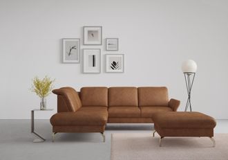 Sit&more Ecksofa &raquo;Fashion L-Form&laquo; wahlweise mit Kopfteilverstellung, Vorziehsitz, motorisch, Nickelf&uuml;sse