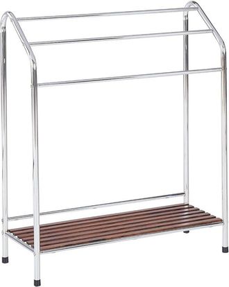 Beliani Beliani - Bathroom Accessories Towel Stand Rack Shelf 3 Rails Steel Glossy Silver Muriva