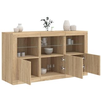 Berkfield Home Sideboard with LED Lights Sonoma Oak 123x37x67 cm in Brown | Size: 123 x 37 x 67 cm
