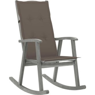 vidaXL Silla Baloi&ccedil;o Con Almohadillas Acacia Massive Grey - 252903