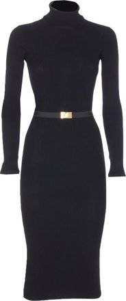 Elisabetta Franchi Abito midi a coste - Nero