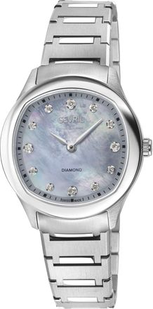 Gevril Group Womens Morcote Swiss Diamond Watch, 316L SS Case, Grey MOP, 316L Stainless Steel Bracelet