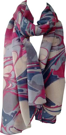 GlamLondon Marble Pattern Scarf Large Size Fashionable Marbled Printed Women Multi Purpose Wrap (Fuchsia)