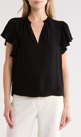 Ulla Johnson Lilo Flutter Sleeve Top in Noir at Nordstrom Rack, Size 14