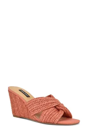 Nine West Nejia Wedge Sandal in Orange Coral at Nordstrom, Size 5.5