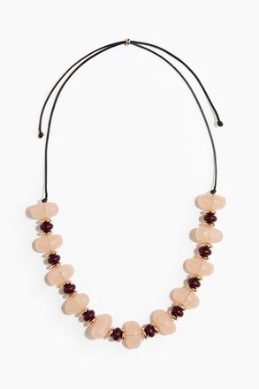 H&M Schnurkette mit Kunststoffperlen - Puderrosa/Weinrot
