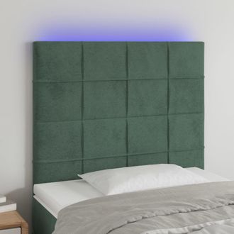 vidaXL Cabecero Con Luces Led Terciopelo Verde Oscuro 100x5x118/128 Cm Vidaxl