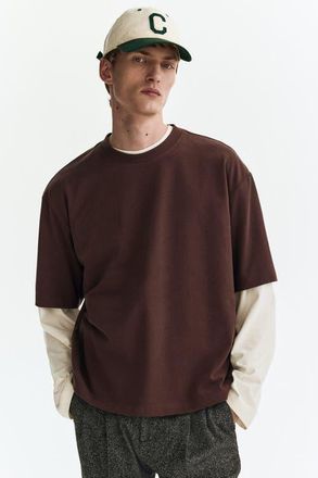 H&M Loose Fit Boxy-style T-shirt in Dark Brown at Nordstrom, Size Xx-Large