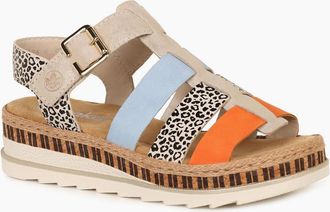 Rieker Womens Costa Rica Womens Wedge Heel Sandals - Tan - Size: 7.5