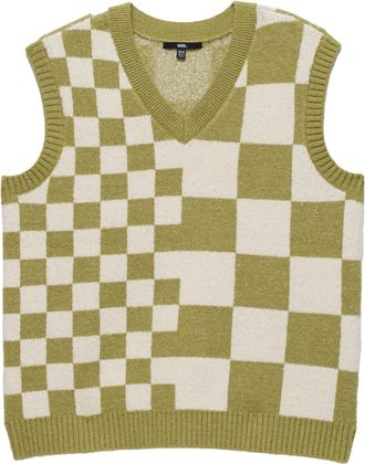 Vans (WMNS) Vans Courtyard Checker Sweater Vest Green White VN000F6WBD4