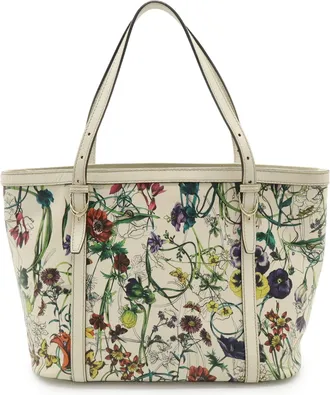 Gucci White Leather Shoulder Bag Tote Bag (Pre-Owned)