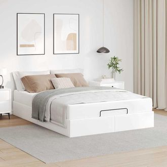 vidaXL Vidaxl Struttura Letto Con Materasso Bianco Puro 140 X 190 Cm