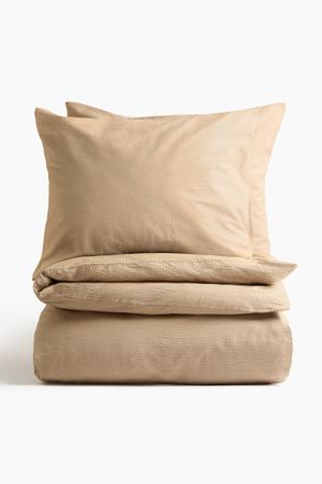 H&M Seersucker-Bettw&auml;sche f&uuml;r Doppelbett/King-Size - Beige