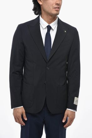 Corneliani CC COLLECTION Blazer Semifoderato in Lana Stretch con Rever a Lancia Corneliani