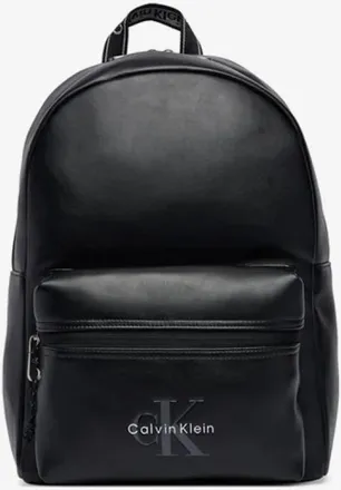 Calvin Klein Tassen, Heren, Zwart, ONE Size, Leer, Bold Logo Webbing Backpack