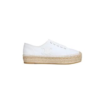 Celine Alpargatas de Lona con Cordones de Cuero - Shoes - Mujer - Blanco - 39 EU