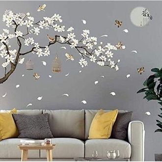 OEM Pegatinas De Pared De Flores De Cerezo Y P&aacute;jaro En Una Rama Para Dormitorio De Adultos, Flores De Cerezo De Estilo Vintage, Bricolaje, Tama&ntilde;o 187 X 12