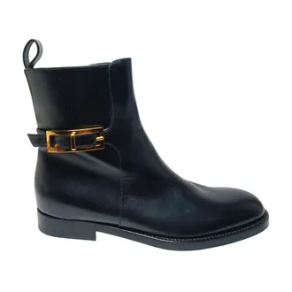 Sergio Rossi Schoenen, Dames, Zwart, 37 EU, Leer, Enkellaars