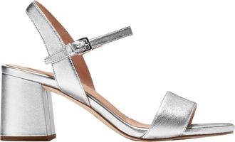 Cole Haan Josie Block Heel Sandal (65 mm) Silver Leather W30332 Womens