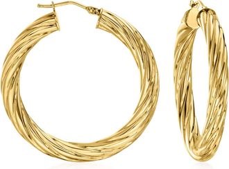 Ross-Simons Italian 14kt Yellow Gold Twisted Hoop Earrings