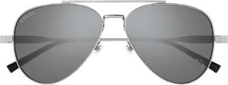 Gucci Silver Pilot Mens Sunglasses GG1874S 002 57