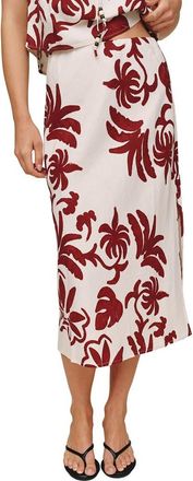 Bella Dahl Floral Linen Blend Midi Skirt in Island Damask Print at Nordstrom, Size X-Small