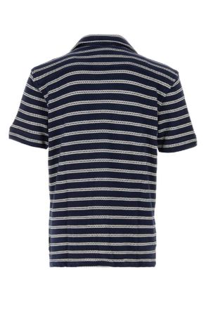 Polo Ralph Lauren Mens Striped Knit Shirt Navy Cotton Polyester Viscose
