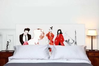 Mademoiselle Tiss Cabecero de tela sin soporte de madera de 160 × 70 cm