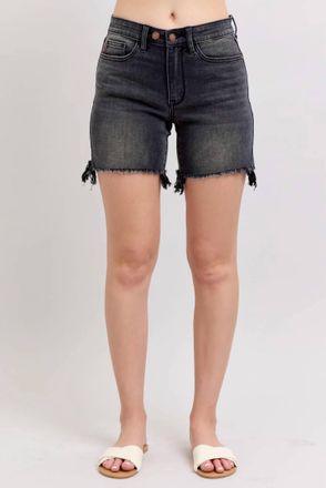Judy Blue Long Cuff Off Dad Shorts In Black
