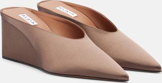 Alaia Cube satin wedge mules