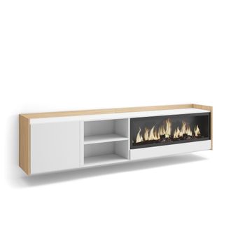 Skraut Home Skraut Home - Mueble Tv, Televisi&oacute;n, Muebles De Sal&oacute;n, Almacenaje, 212x35x50cm, Para Tv Hasta 80, Chimenea El&eacute;ctrica Xxl, Colgado, Suspendido, Estilo 
