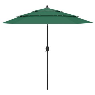 vidaXL Umbrilla De 3 Capas Con 2.5 M De Aluminio Verde
