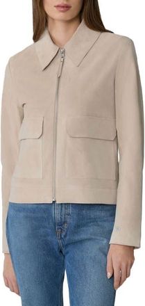 Soia & Kyo Allan Front Zip Suede Jacket in Almond at Nordstrom, Size Xx-Small
