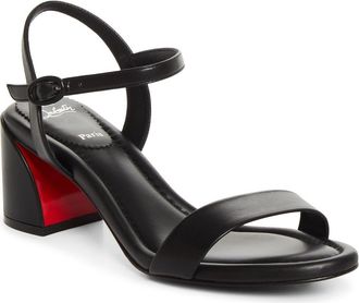 Christian Louboutin Jane Block Heel Sandal in Black/black at Nordstrom, Size 36.5